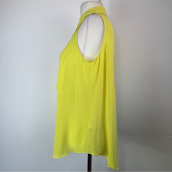 Karen Millen Neon Yellow Sleeveless Chiffon Collared Blouse UK Size 12 - Picture 4 of 8